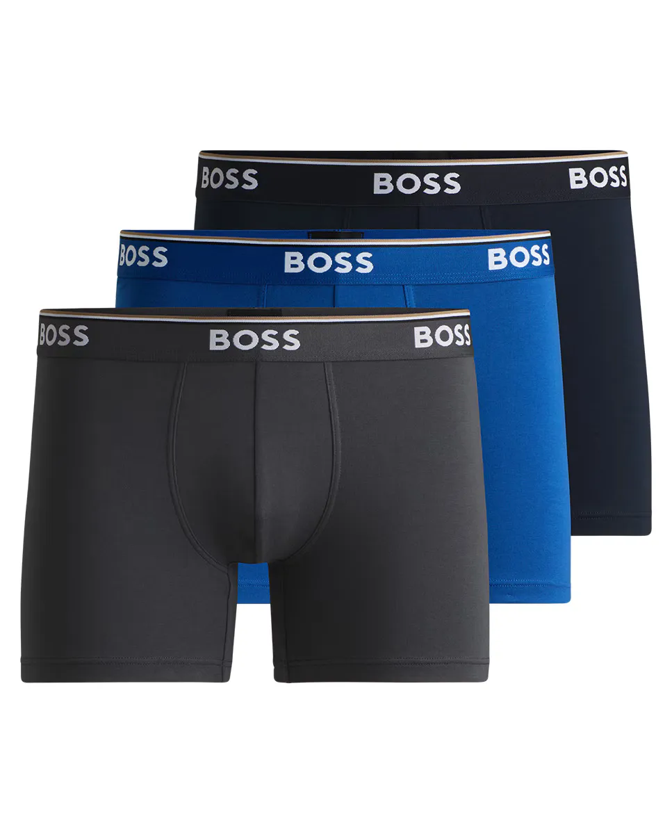 Комплект из трех трусов-боксеров из эластичного хлопка с логотипами Boss, синий
Комплект из трех трусов-боксеров из эластичного хлопка с логотипами Boss, синий