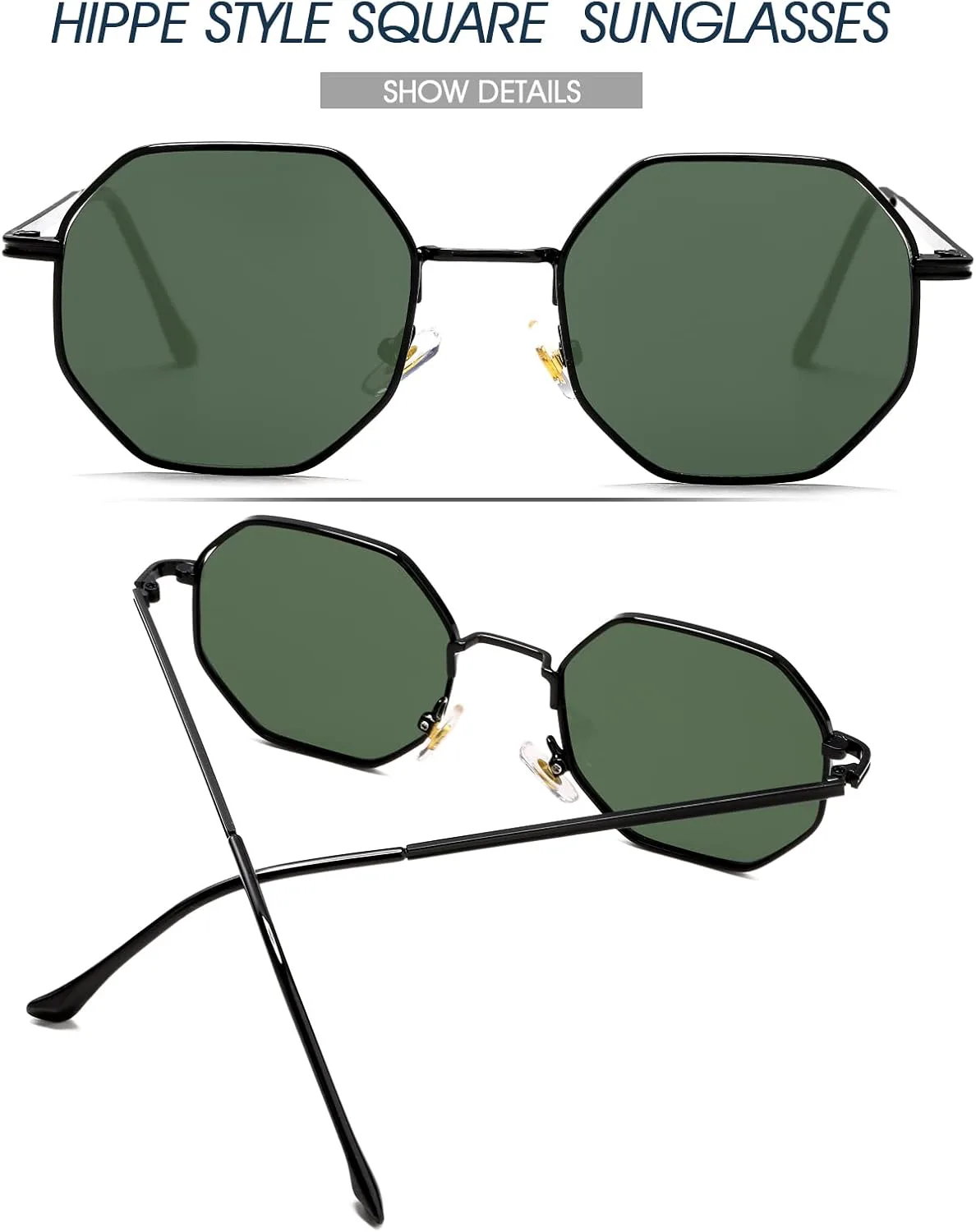 Солнцезащитные очки PORADAY квадратной формы для женщин и мужчин, ретро восьмиугольные металлические солнцезащитные очки, винтажные многоугольные очки, Black/G15
Солнцезащитные очки PORADAY квадратной формы для женщин и мужчин, ретро восьмиугольные металлические солнцезащитные очки, винтажные многоугольные очки, Black/G15