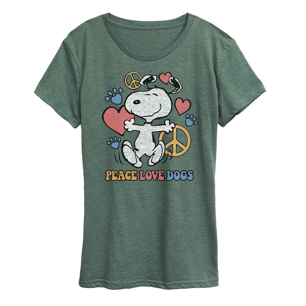 Женская футболка с рисунком Peanuts Snoopy Peace Love Dogs Licensed Character, цвет Heather Green
Женская футболка с рисунком Peanuts Snoopy Peace Love Dogs Licensed Character, цвет Heather Green