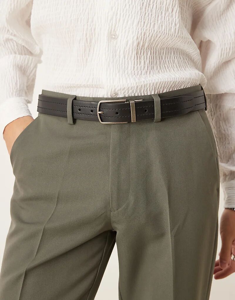 Двусторонний кожаный ремень с пряжкой из полированного серебра коричневого и черного цветов ASOS DESIGN
Двусторонний кожаный ремень с пряжкой из полированного серебра коричневого и черного цветов ASOS DESIGN