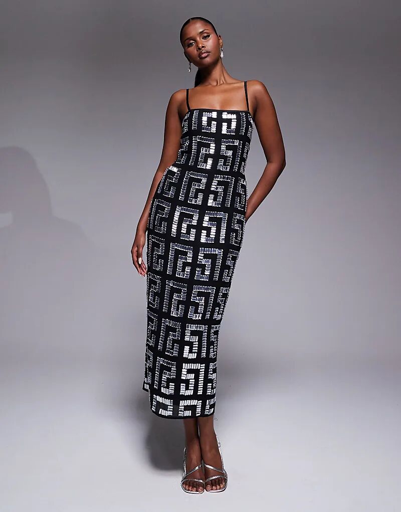 Платье миди ASOS DESIGN с декором и завязками по бокам, черное
Платье миди ASOS DESIGN с декором и завязками по бокам, черное