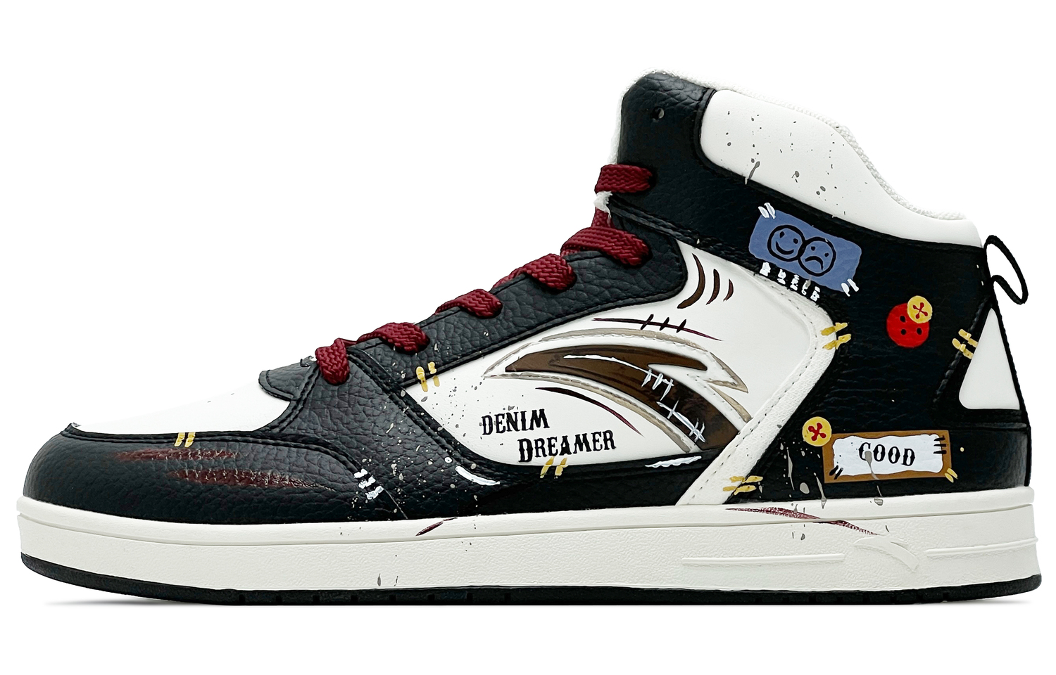 Маленькие zero feeling устойчивые к истиранию легкие увеличивающие рост кроссовки mid top для скейтбординга мужские ANTA, черный белый красный
Маленькие zero feeling устойчивые к истиранию легкие увеличивающие рост кроссовки mid top для скейтбординга мужские ANTA, черный белый красный