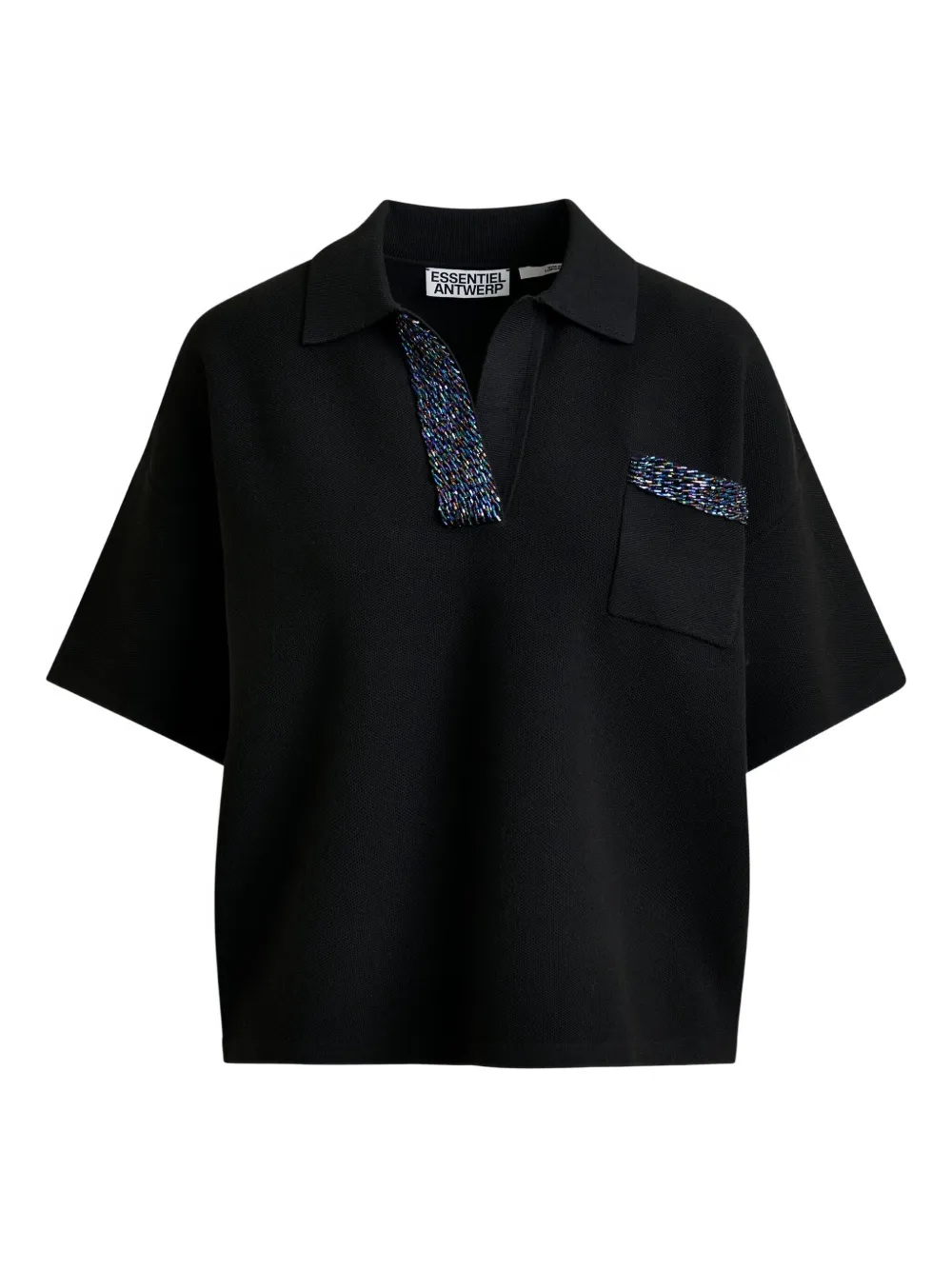 Рубашка-поло, украшенная бисером Essentiel Antwerp, черный
Рубашка-поло, украшенная бисером Essentiel Antwerp, черный