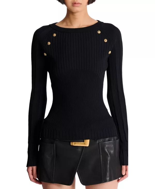 Вязаный топ с пуговицами Balmain, черный
Вязаный топ с пуговицами Balmain, черный