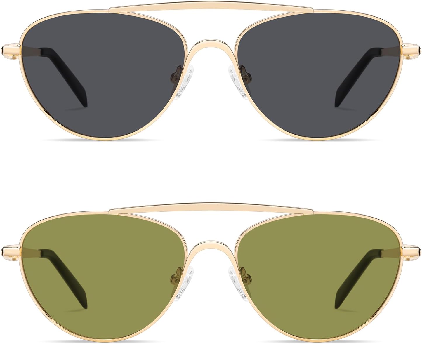 Поляризованные солнцезащитные очки-авиаторы в стиле ретро с металлическим оправой «кошачий глаз» от VANLINKER для женщин и мужчин, модель VL9868, 2 Pack Gold Frame Grey Lens + Gold Frame Light Green Lens
Поляризованные солнцезащитные очки-авиаторы в стиле ретро с металлическим оправой «кошачий глаз» от VANLINKER для женщин и мужчин, модель VL9868, 2 Pack Gold Frame Grey Lens + Gold Frame Light Green Lens