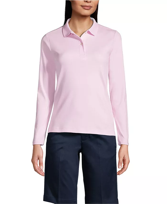 Женская облегающая поло с длинным рукавом из интерлока Lands' End, розовый
Женская облегающая поло с длинным рукавом из интерлока Lands' End, розовый