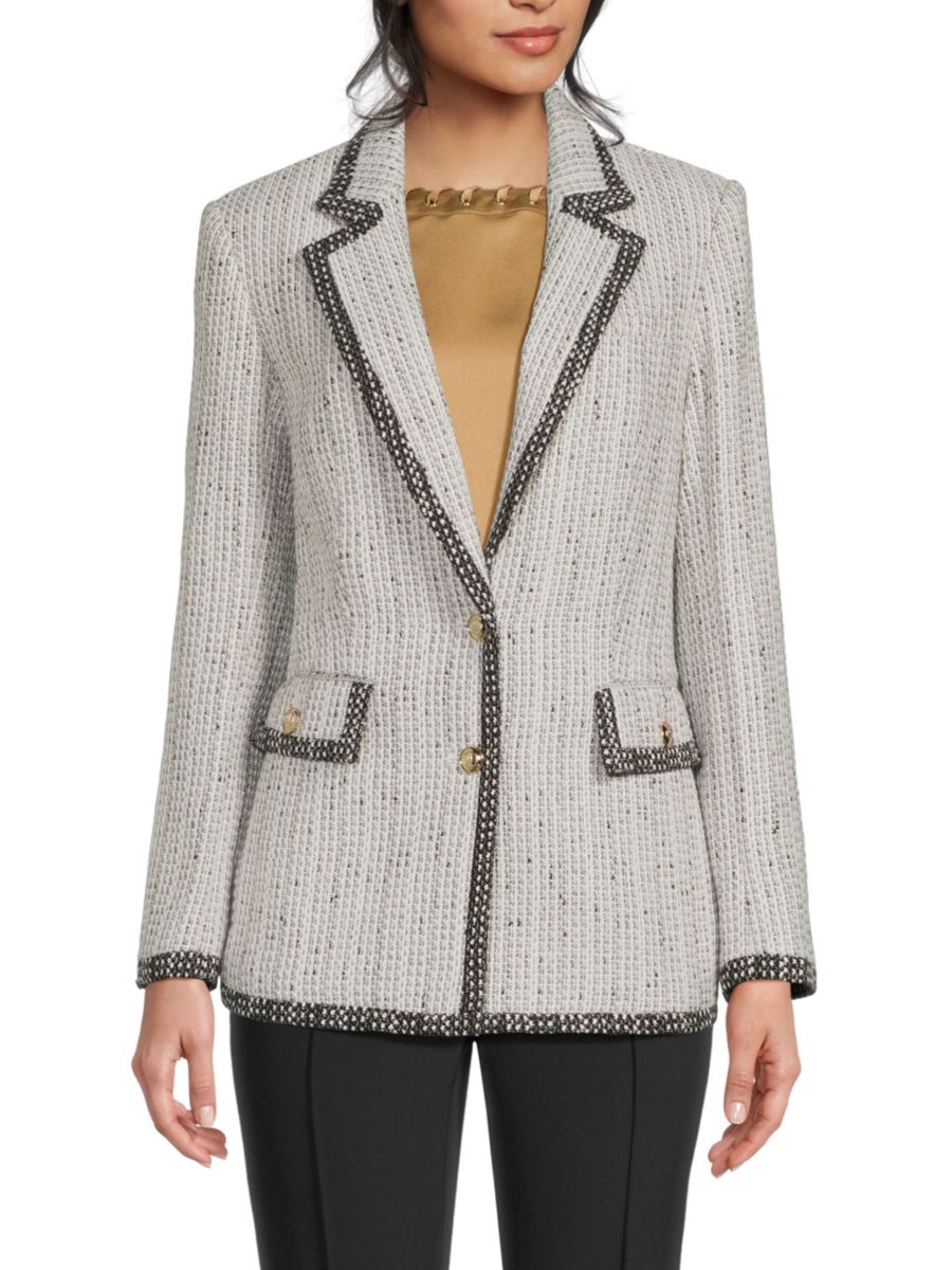 Твидовый пиджак с контрастной отделкой Karl Lagerfeld Paris, мягкий белый 
Твидовый пиджак с контрастной отделкой Karl Lagerfeld Paris, мягкий белый
