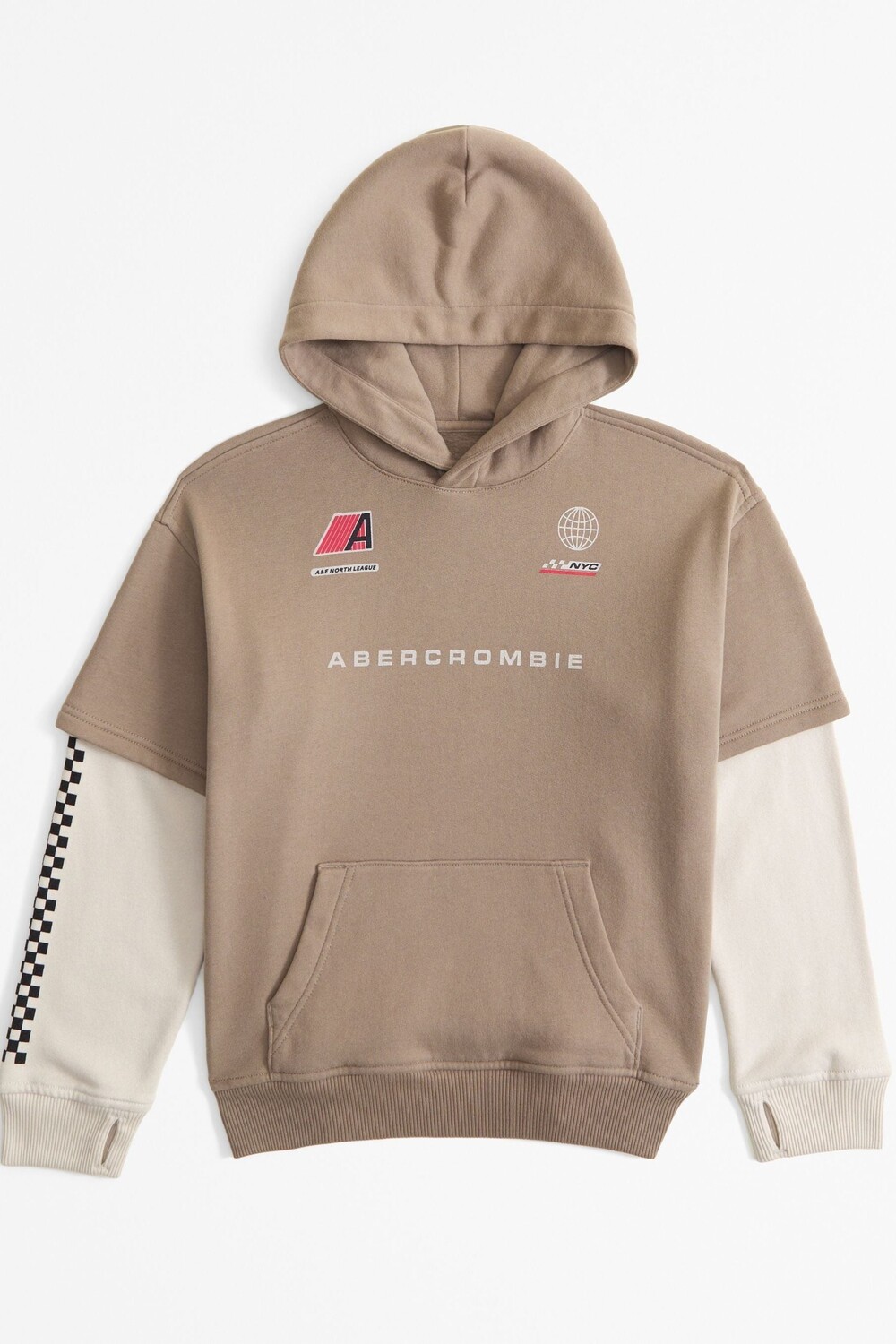 Толстовка с капюшоном и логотипом гонок Abercrombie & Fitch, коричневый 
Толстовка с капюшоном и логотипом гонок Abercrombie & Fitch, коричневый