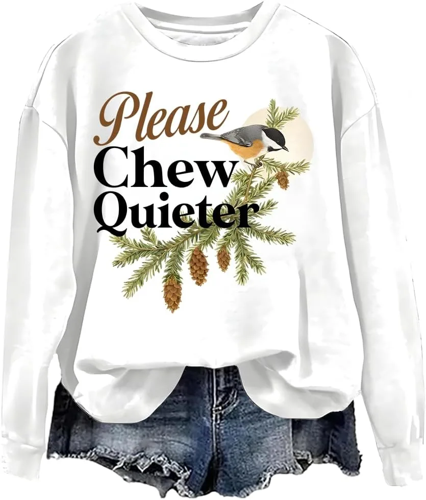 Толстовка с принтом "Пожалуйста, жуйте тише" и забавным винтажным дизайном птицы woati
Толстовка с принтом "Пожалуйста, жуйте тише" и забавным винтажным дизайном птицы woati