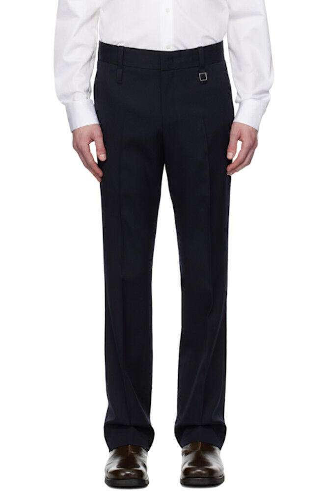 Узкие прямые брюки темно-синего цвета WOOYOUNGMI
Узкие прямые брюки темно-синего цвета WOOYOUNGMI