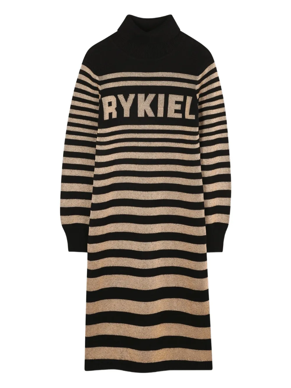 Полосатое платье с высоким воротником SONIA RYKIEL ENFANT, черный 
Полосатое платье с высоким воротником SONIA RYKIEL ENFANT, черный
