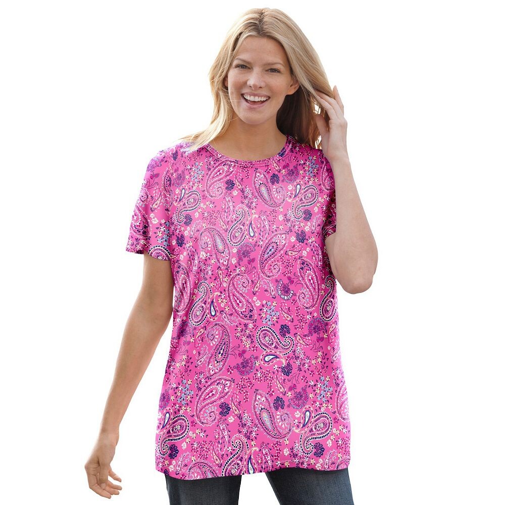 Женская футболка больших размеров с идеальным принтом и короткими рукавами с круглым вырезом для женщин Woman Within, цвет Peony Petal Paisley
Женская футболка больших размеров с идеальным принтом и короткими рукавами с круглым вырезом для женщин Woman Within, цвет Peony Petal Paisley