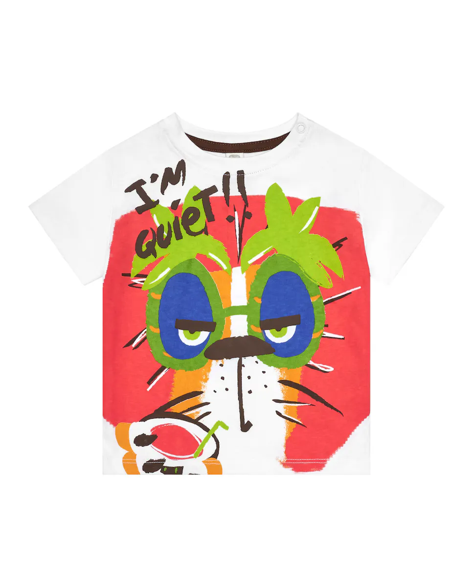 Футболка для мальчика с тигром и надписью «Я молчу!! Tuc tuc, белый
Футболка для мальчика с тигром и надписью «Я молчу!! Tuc tuc, белый