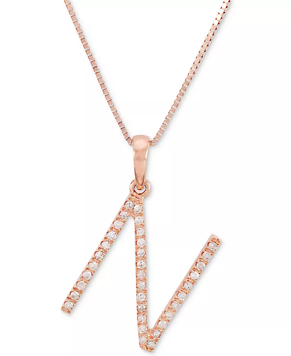 Ожерелье с кулоном-инициалом из 10-каратного розового золота с бриллиантом (1/10 карата), длина 16 дюймов + удлинитель 2 дюйма Macy'S, n
Ожерелье с кулоном-инициалом из 10-каратного розового золота с бриллиантом (1/10 карата), длина 16 дюймов + удлинитель 2 дюйма Macy'S, n