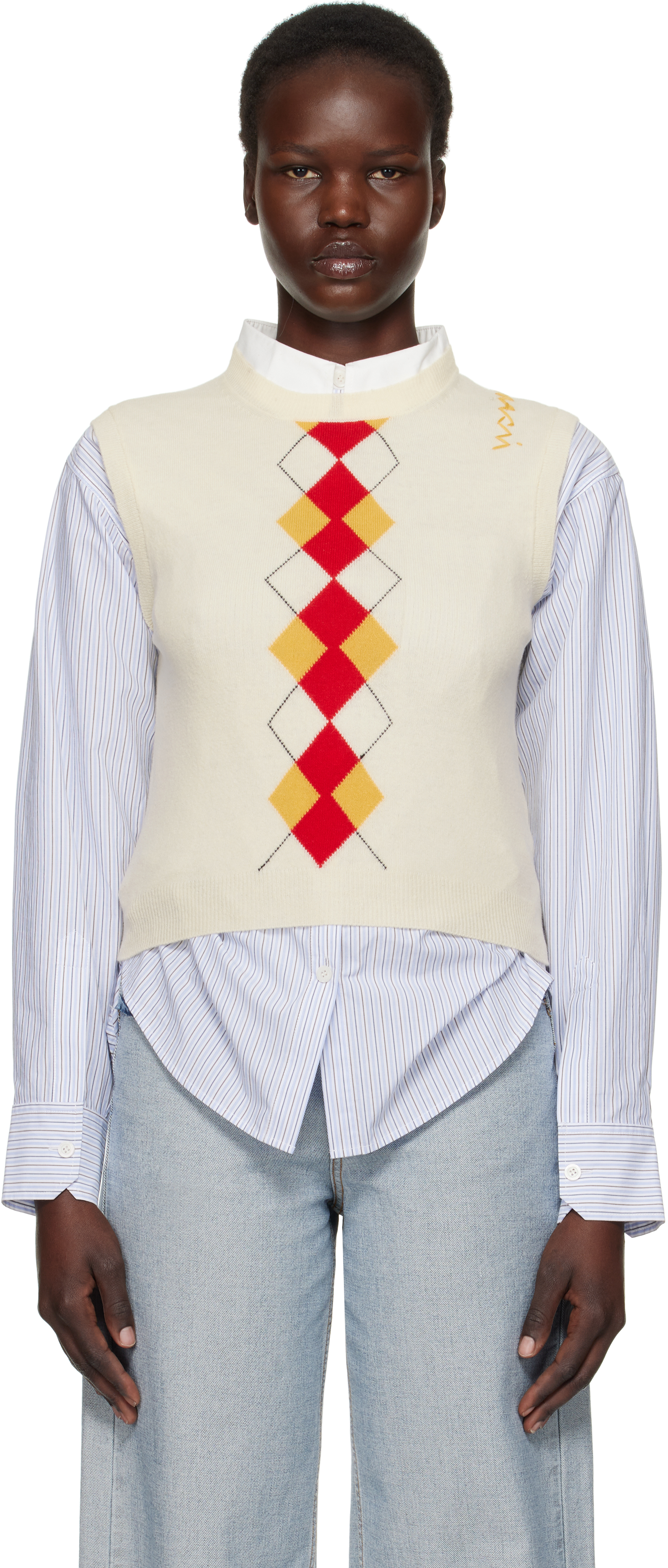 Жилет с узором «аргайл» от белого цвета Marni, Белый, Жилет с узором «аргайл» от белого цвета Marni
Жилет с узором «аргайл» от белого цвета Marni, Белый, Жилет с узором «аргайл» от белого цвета Marni