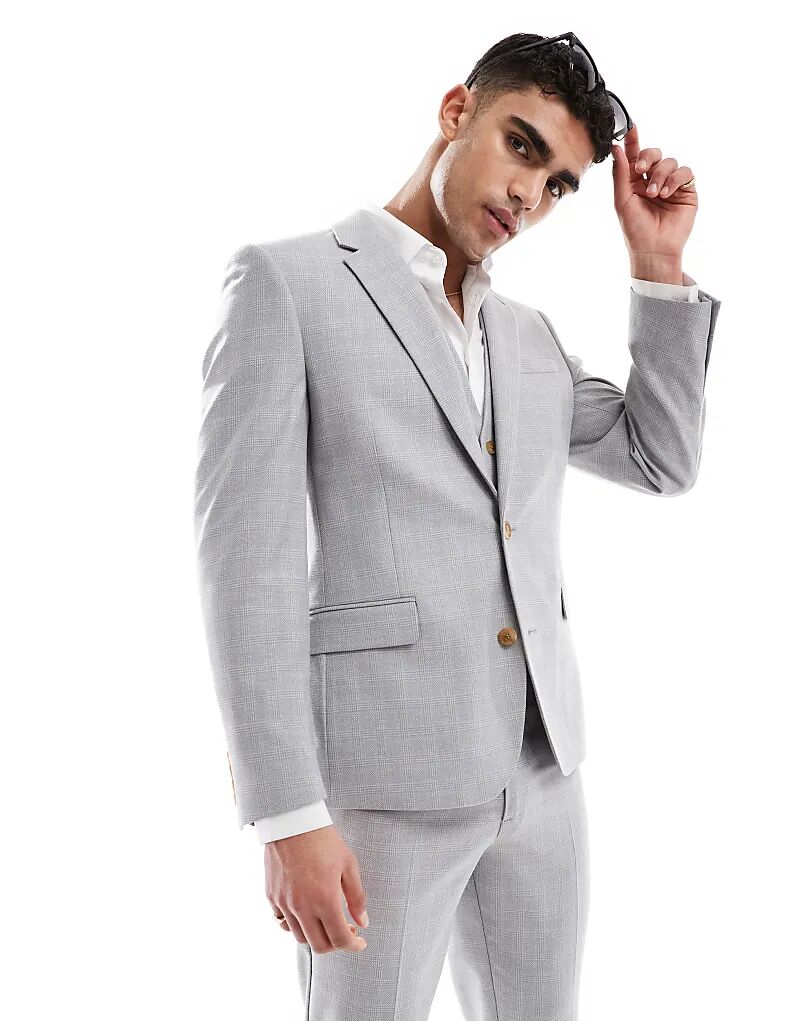 Узкий пиджак из льняной смеси ASOS DESIGN в серую клетку
Узкий пиджак из льняной смеси ASOS DESIGN в серую клетку