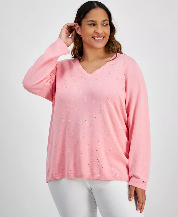 Свитер больших размеров со стразами и узором «ромбик» Tommy Hilfiger, розовый
Свитер больших размеров со стразами и узором «ромбик» Tommy Hilfiger, розовый