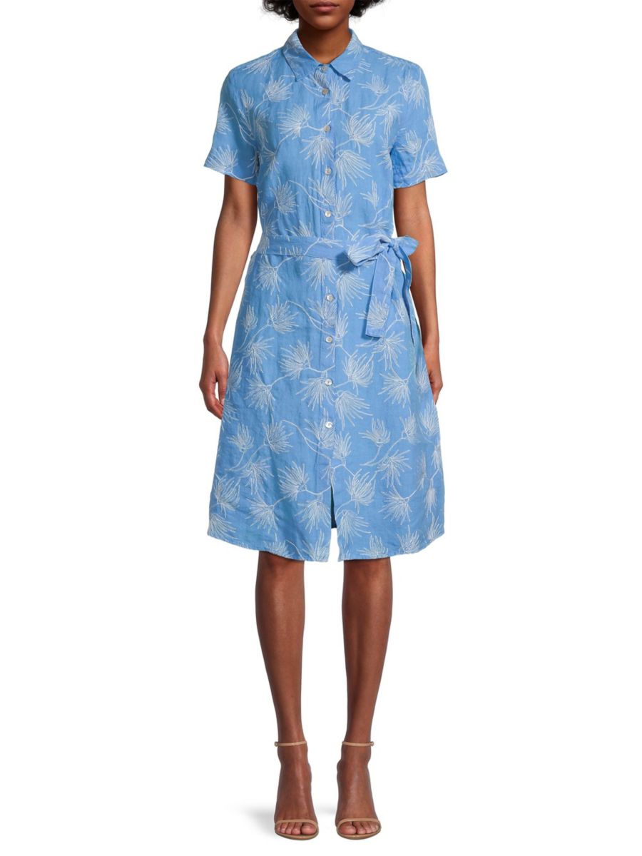 Платье-рубашка из льна с вышивкой 120% Lino, цвет River
Платье-рубашка из льна с вышивкой 120% Lino, цвет River