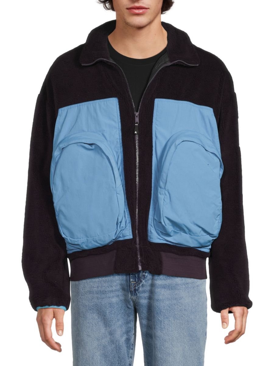 Куртка-пушистая в стиле колорблок с приспущенными плечами Ambush, черный 
Куртка-пушистая в стиле колорблок с приспущенными плечами Ambush, черный