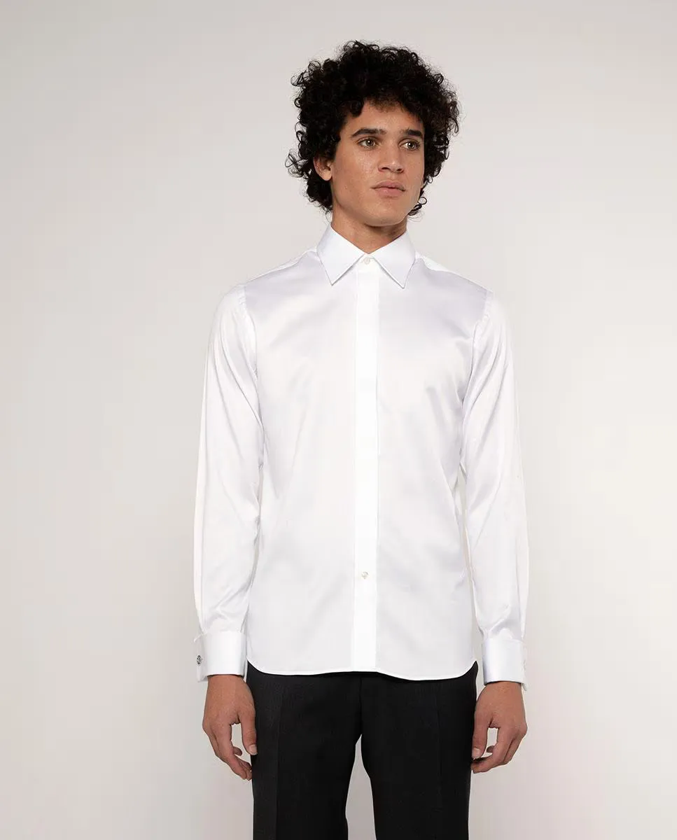 Однотонная классическая мужская рубашка белого цвета Mirto
Однотонная классическая мужская рубашка белого цвета Mirto