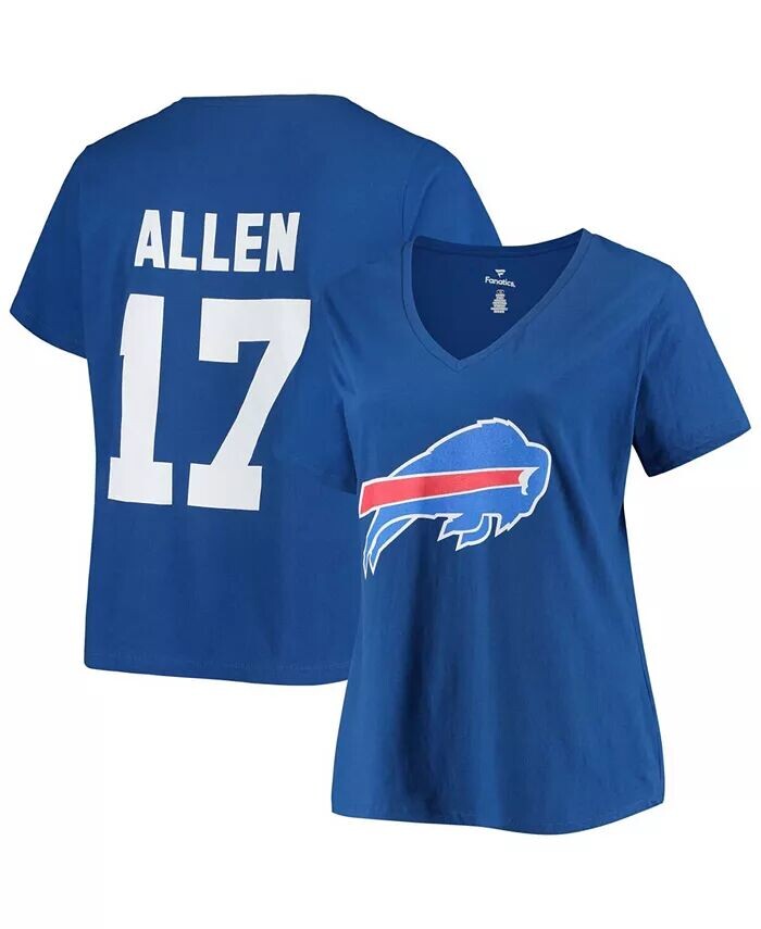 Женская футболка с v-образным вырезом имени и номера Josh Allen Royal Buffalo Bills Fanatics
Женская футболка с v-образным вырезом имени и номера Josh Allen Royal Buffalo Bills Fanatics
