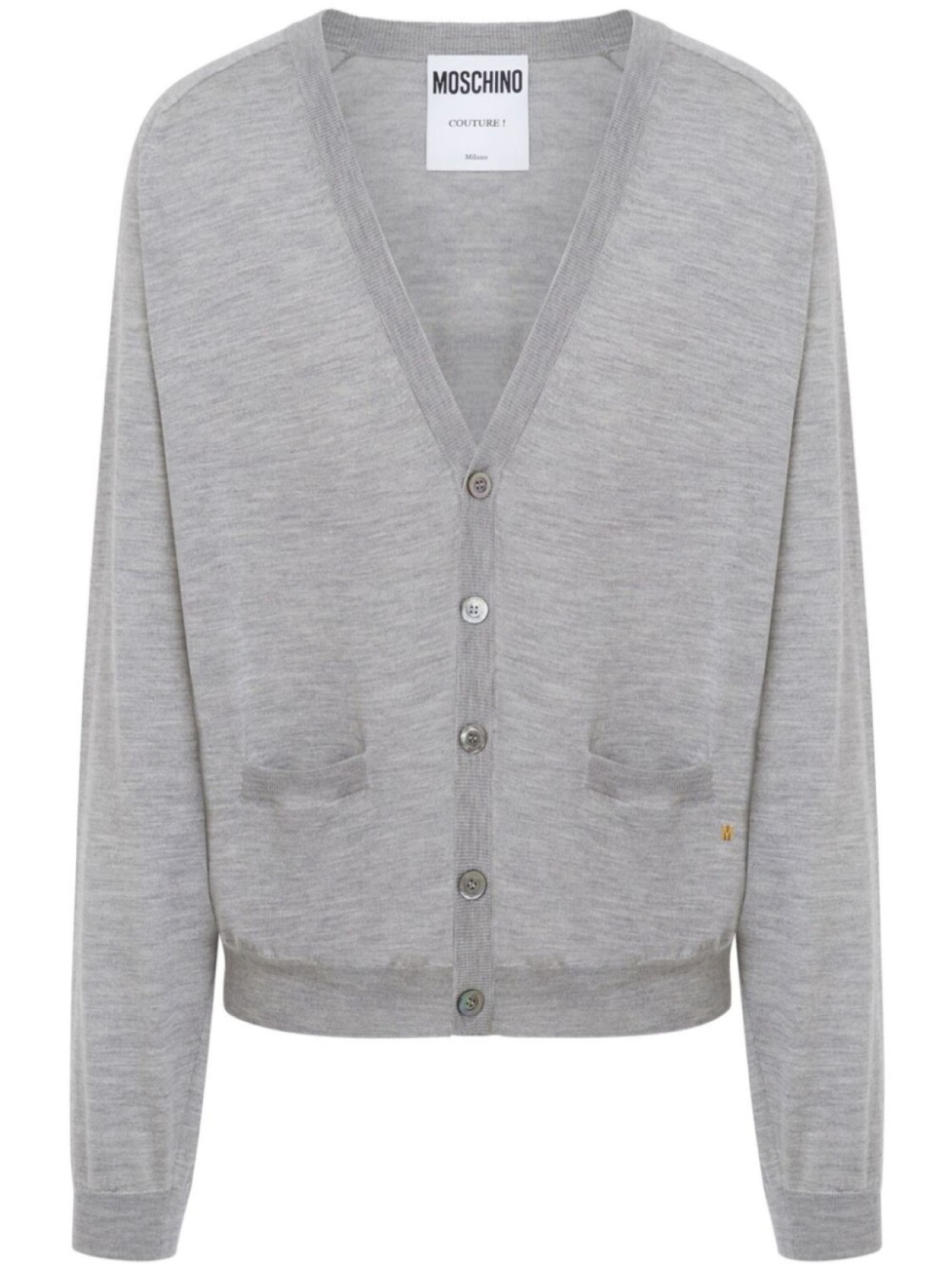 Кардиган с V-образным вырезом Moschino, серый
Кардиган с V-образным вырезом Moschino, серый