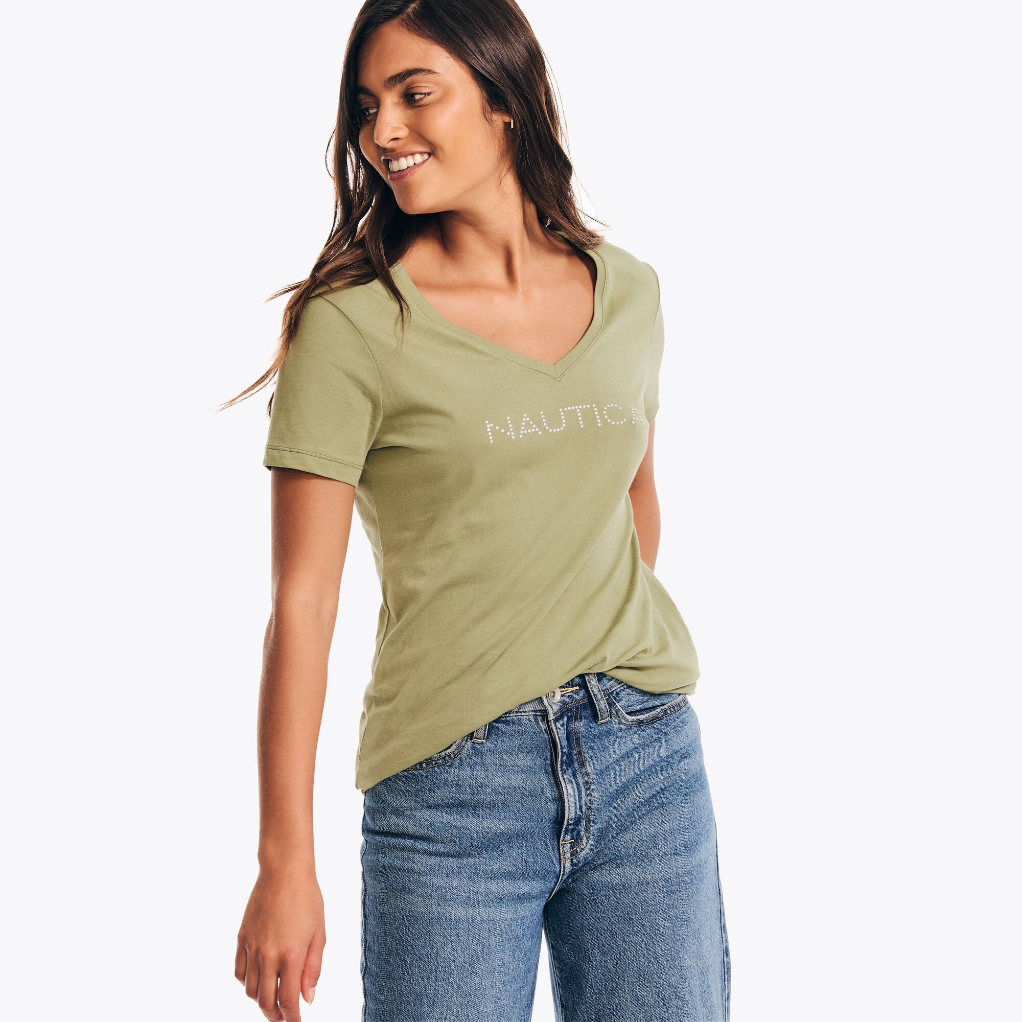 Женская футболка Nautica с V-образным вырезом, цвет olivine
Женская футболка Nautica с V-образным вырезом, цвет olivine