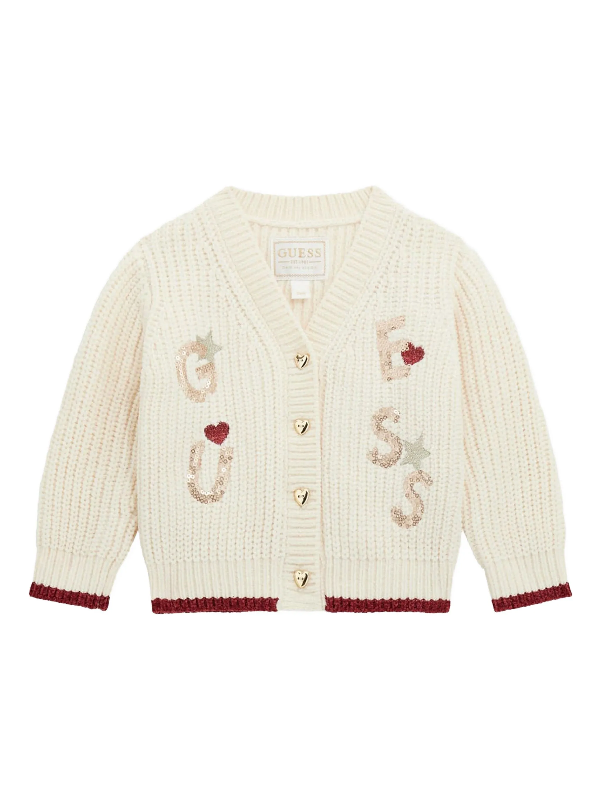 Кардиган в рубчик с пайетками Guess Kids, нейтральный
Кардиган в рубчик с пайетками Guess Kids, нейтральный