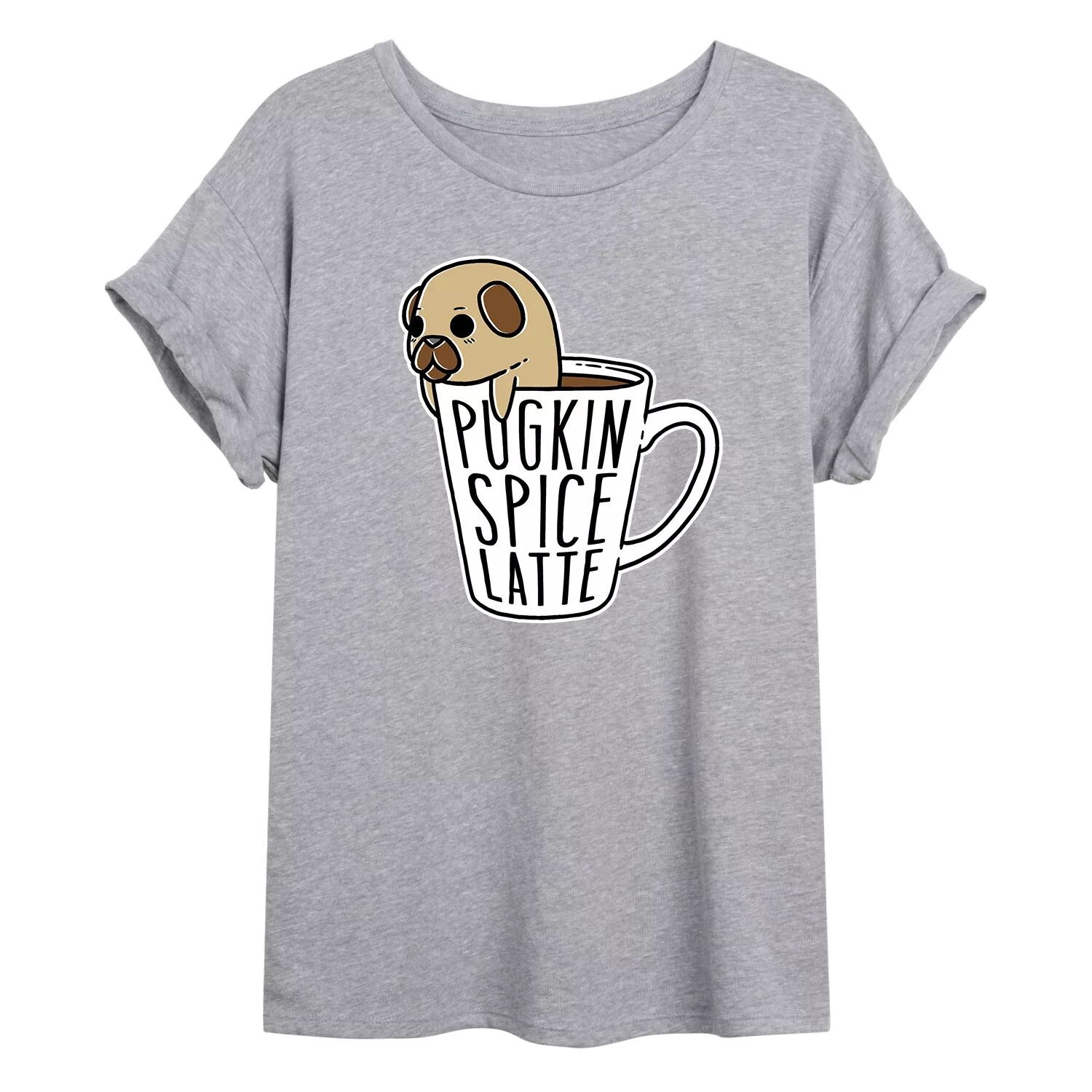 Большая футболка с рисунком Juniors' Pugkin Spice Latte Licensed Character 
Большая футболка с рисунком Juniors' Pugkin Spice Latte Licensed Character