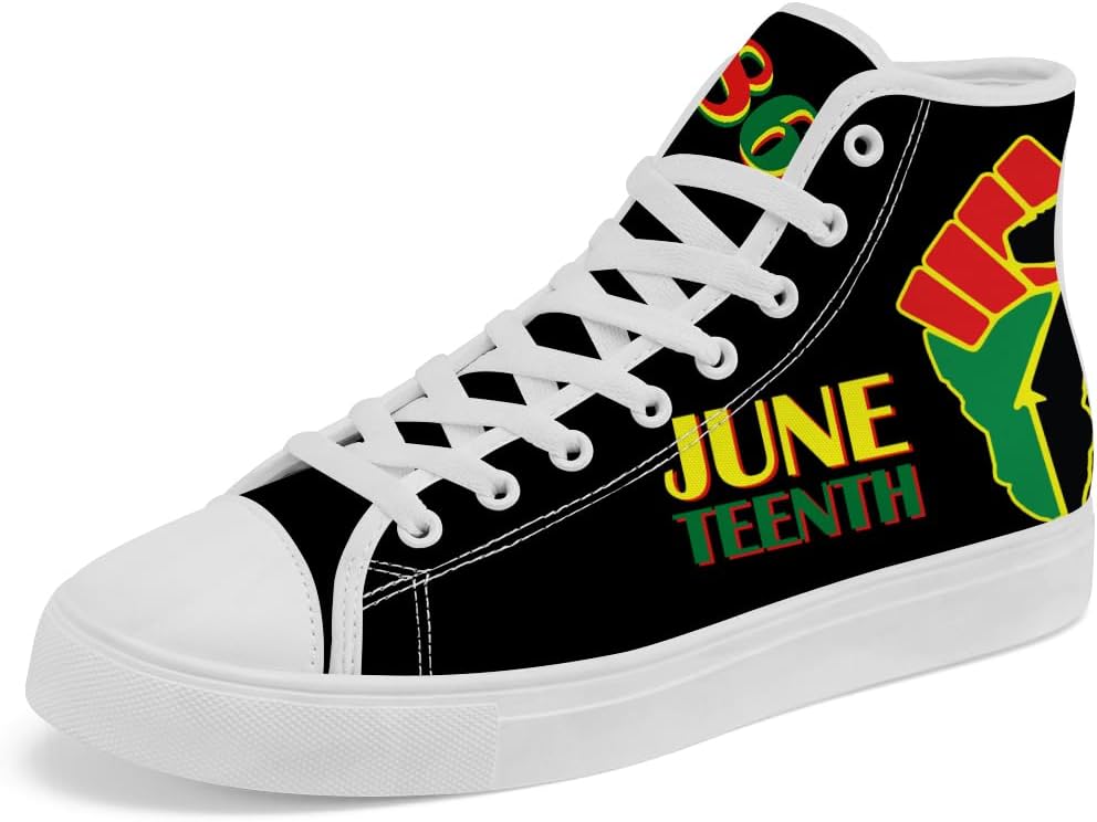 Кеды Chebing Juneteenth High Top черного цвета, обувь из канвы с высокой шнуровкой, повседневная обувь, подарок для мужчин и женщин на Месяц истории чернокожих
Кеды Chebing Juneteenth High Top черного цвета, обувь из канвы с высокой шнуровкой, повседневная обувь, подарок для мужчин и женщин на Месяц истории чернокожих