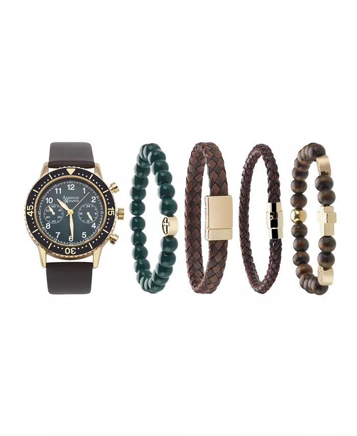 Мужские часы с ремешком из искусственной кожи 44 мм, подарочный набор American Exchange, коричневый
Мужские часы с ремешком из искусственной кожи 44 мм, подарочный набор American Exchange, коричневый