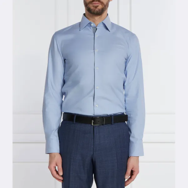 Облегающая рубашка с длинным рукавом легко гладить Boss, синий 
Облегающая рубашка с длинным рукавом легко гладить Boss, синий