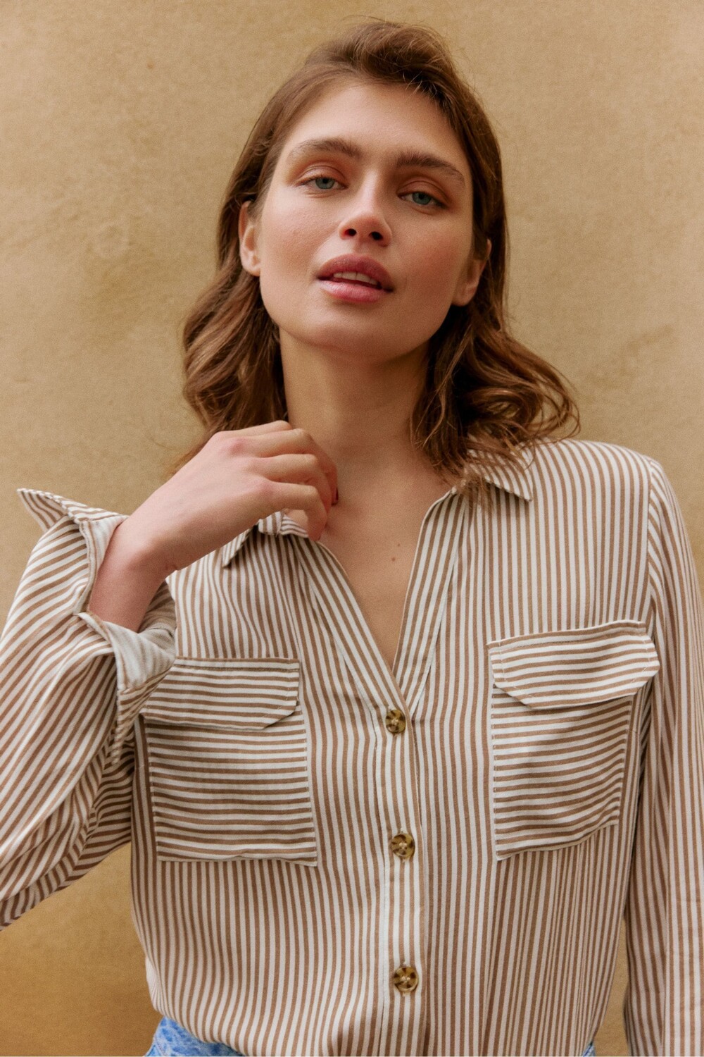 Рубашка в полоску из 100% хлопка на пуговицах Vero Moda, коричневый
Рубашка в полоску из 100% хлопка на пуговицах Vero Moda, коричневый