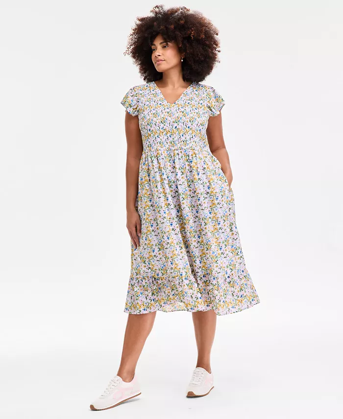 Платье миди с присборенной талией и расклешенными рукавами, принтованное, больших размеров On 34th, мультиколор
Платье миди с присборенной талией и расклешенными рукавами, принтованное, больших размеров On 34th, мультиколор