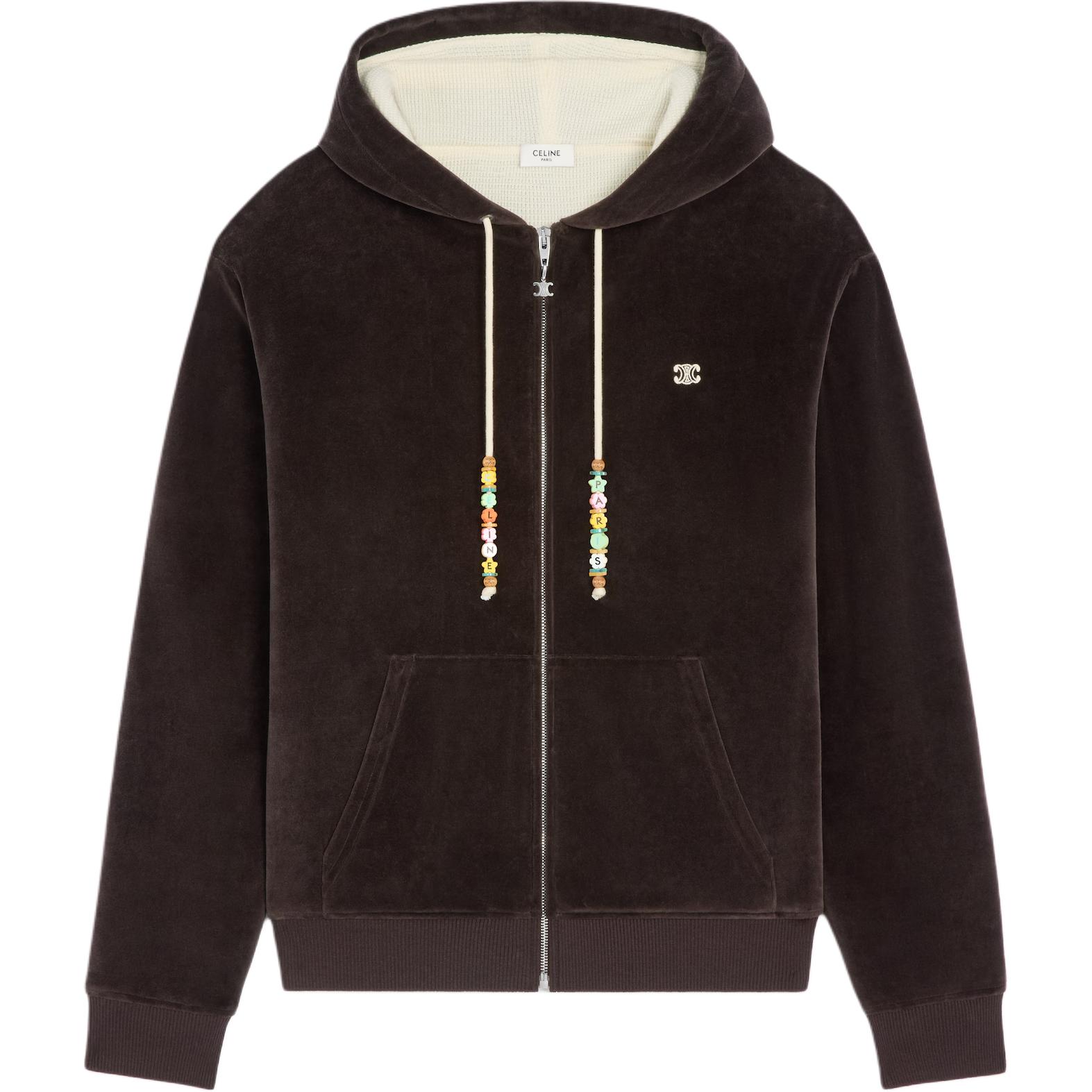 Худи с вышитым логотипом на молнии CELINE, коричневый
Худи с вышитым логотипом на молнии CELINE, коричневый