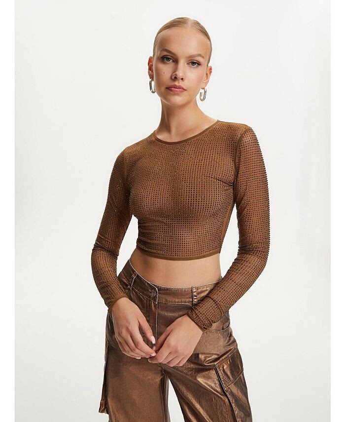 Женский укороченный топ из тюля с украшением NOCTURNE, коричневый
Женский укороченный топ из тюля с украшением NOCTURNE, коричневый