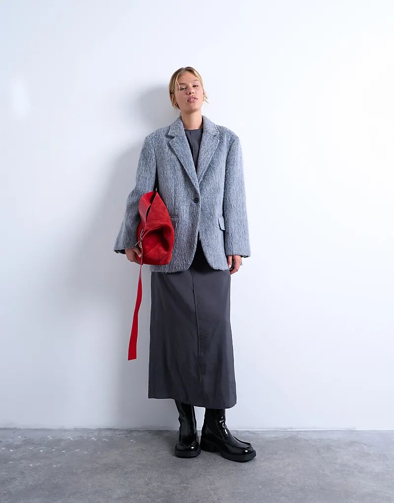 Длинный шерстяной пиджак Topshop с начесом на одной пуговице серого цвета
Длинный шерстяной пиджак Topshop с начесом на одной пуговице серого цвета