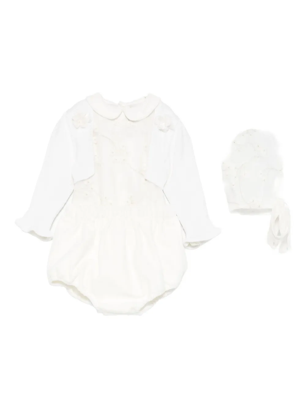 Костюм с шортами и цветочными аппликациями La Stupenderia, бежевый
Костюм с шортами и цветочными аппликациями La Stupenderia, бежевый