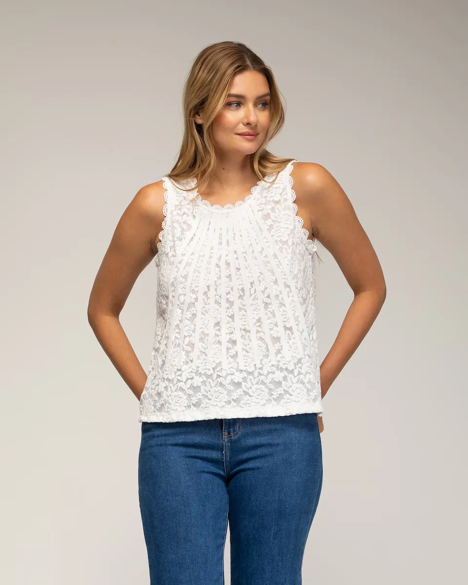 Женский топ без рукавов из кружева Tantra, белый
Женский топ без рукавов из кружева Tantra, белый