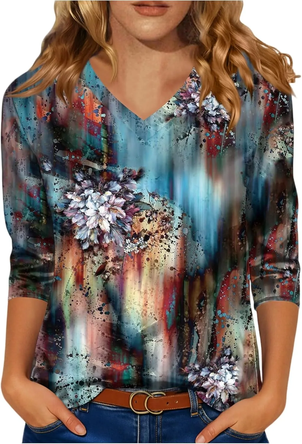 Женская блузка с v-образным вырезом и 3/4 рукава, принт Vacation, летняя, сатин
Женская блузка с v-образным вырезом и 3/4 рукава, принт Vacation, летняя, сатин