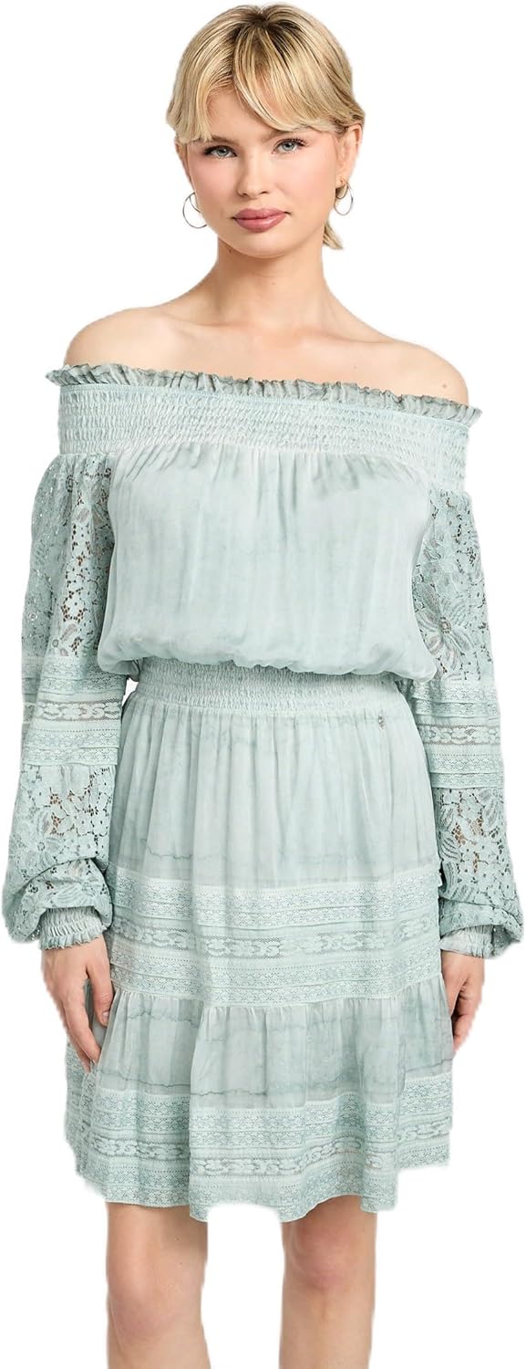 GUESS Женское платье Audrey Off Shoulder Mini, Seafoam Mist Multi
GUESS Женское платье Audrey Off Shoulder Mini, Seafoam Mist Multi
