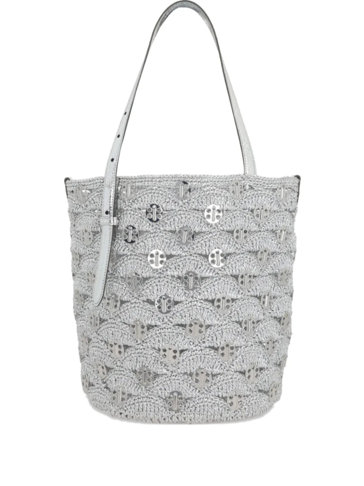 Сумка-тоут Rabanne крючком, серебряный
Сумка-тоут Rabanne крючком, серебряный