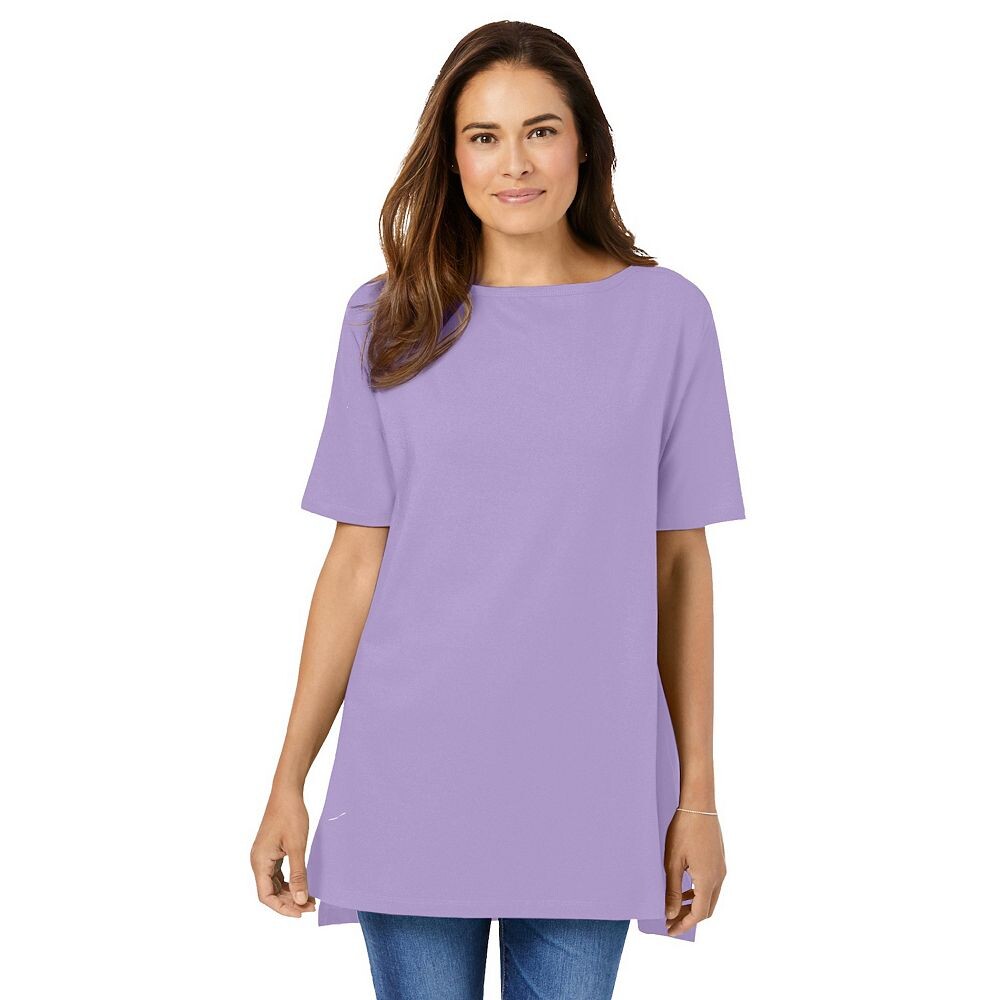 Женщина в женской идеальной тунике больших размеров с короткими рукавами и вырезом «лодочкой» Woman Within, цвет Soft Iris
Женщина в женской идеальной тунике больших размеров с короткими рукавами и вырезом «лодочкой» Woman Within, цвет Soft Iris