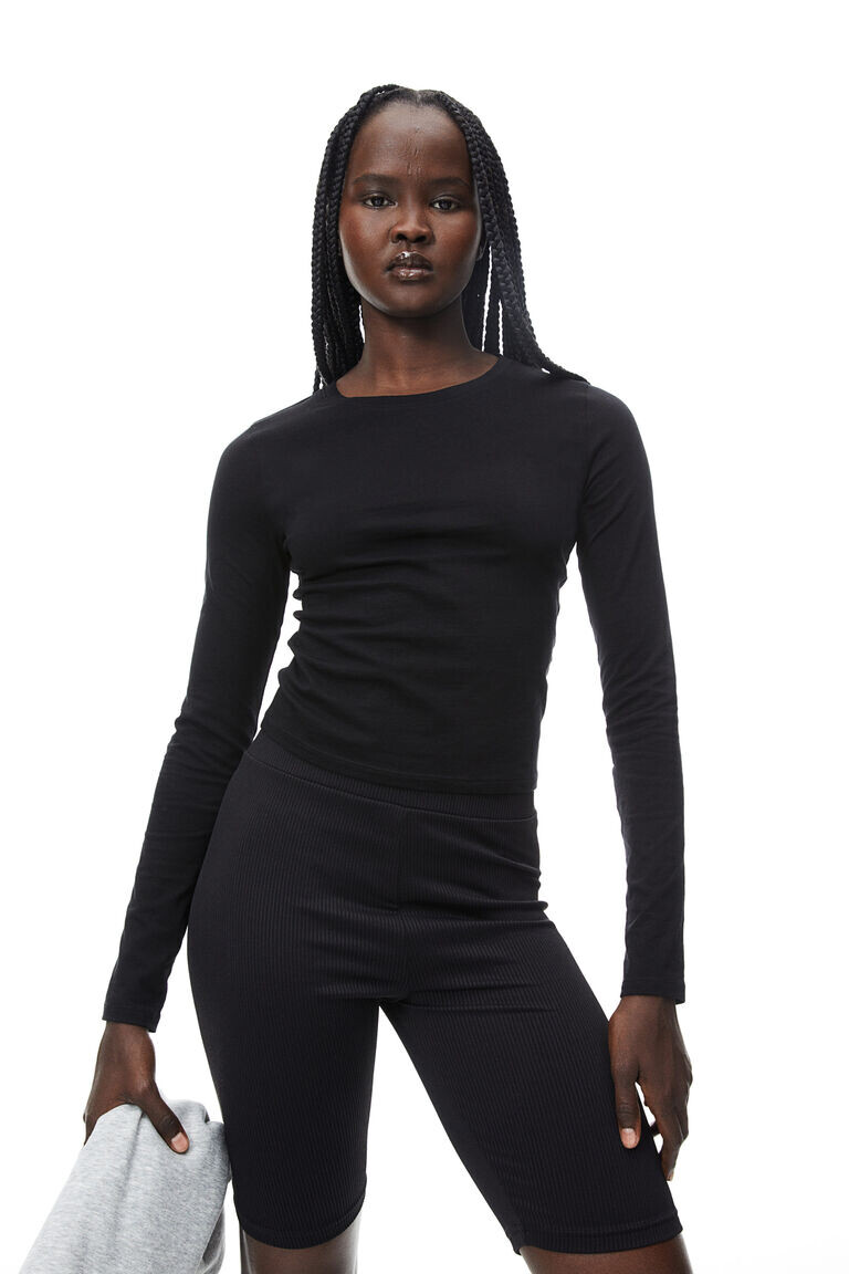 Короткий топ из джерси H&M, черный
Короткий топ из джерси H&M, черный