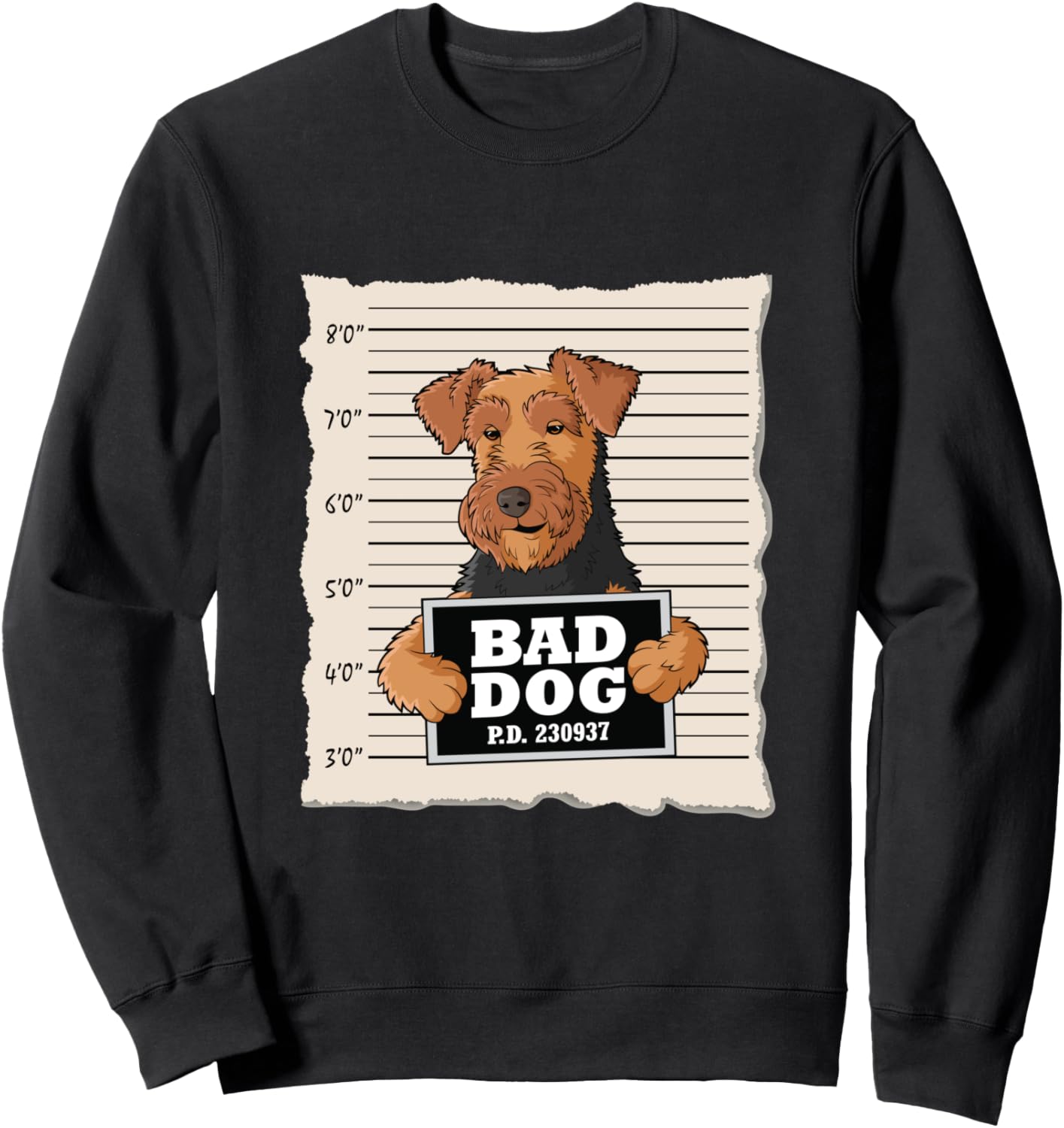 Толстовка с изображением эрдельтерьера и надписью «Виновная собака» Bad Dog Mug Shot Airedale Terrier, черный
Толстовка с изображением эрдельтерьера и надписью «Виновная собака» Bad Dog Mug Shot Airedale Terrier, черный