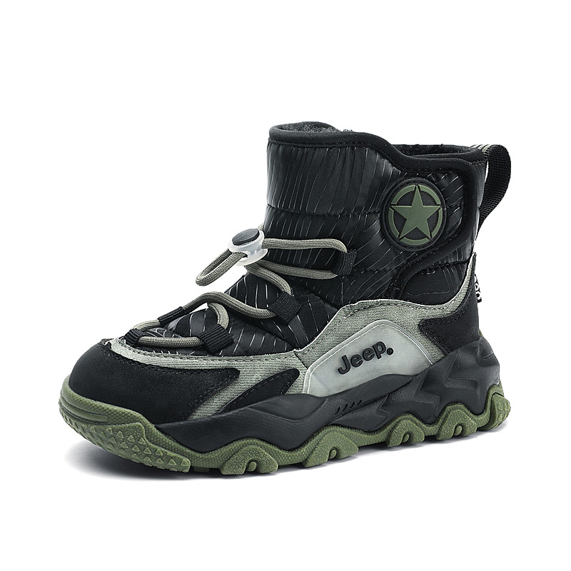 Противоскользящие Антиударные Износостойкие Водонепроницаемые Утепленные Детские Ботинки Kids' Jeep, Черный Серый 
Противоскользящие Антиударные Износостойкие Водонепроницаемые Утепленные Детские Ботинки Kids' Jeep, Черный Серый
