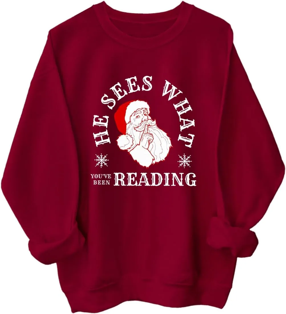 Толстовка He Sees What You've Been Reading, смешная рождественская худи Niaday
Толстовка He Sees What You've Been Reading, смешная рождественская худи Niaday