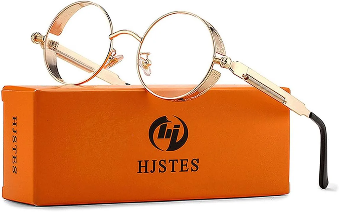 HJSTES Винтажные круглые солнцезащитные очки в стиле стимпанк для женщин и мужчин, круглые готические очки в ретро-металлической оправе, A01 Clear Lens/Gold Frame
HJSTES Винтажные круглые солнцезащитные очки в стиле стимпанк для женщин и мужчин, круглые готические очки в ретро-металлической оправе, A01 Clear Lens/Gold Frame