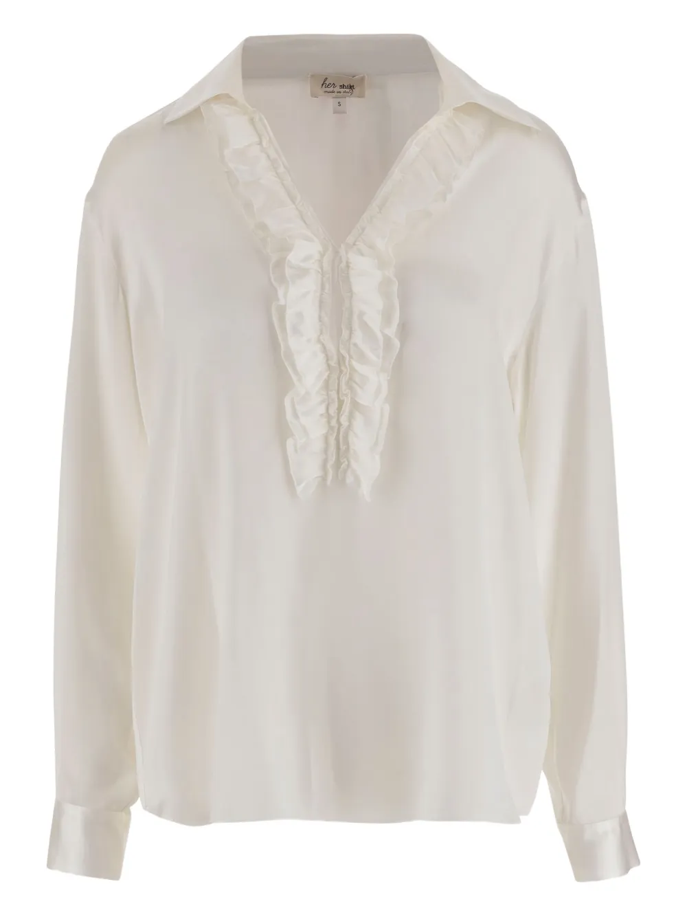 Блузка из смесового шелка с оборками Her Shirt, белый
Блузка из смесового шелка с оборками Her Shirt, белый