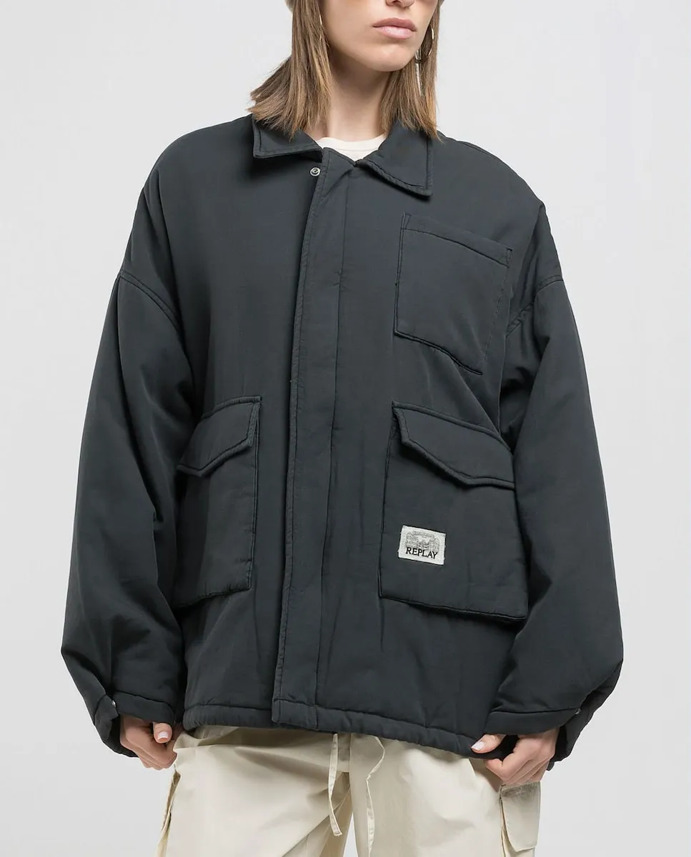 Женская хлопковая куртка на молнии Replay, черный 
Женская хлопковая куртка на молнии Replay, черный